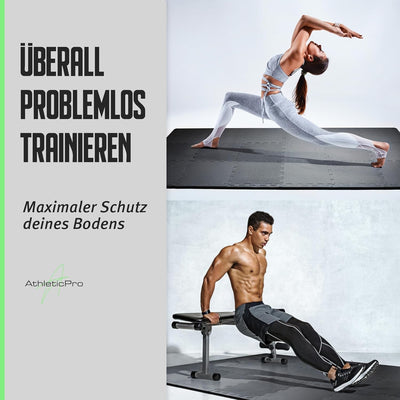 AthleticPro Bodenschutzmatte Fitness [31x31cm] - 18 extra Dicke Bodenmatten [20% mehr Schutz] - ruts