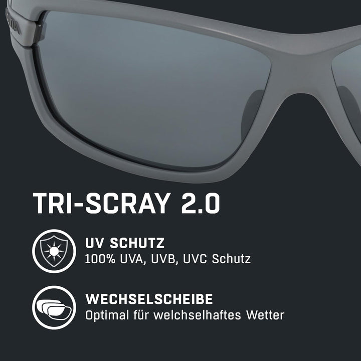 ALPINA TRI-SCRAY 2.0 - Indiv. Anpassbare, Bruchsichere Wechselscheiben Sport- & Fahrradbrille Mit 10