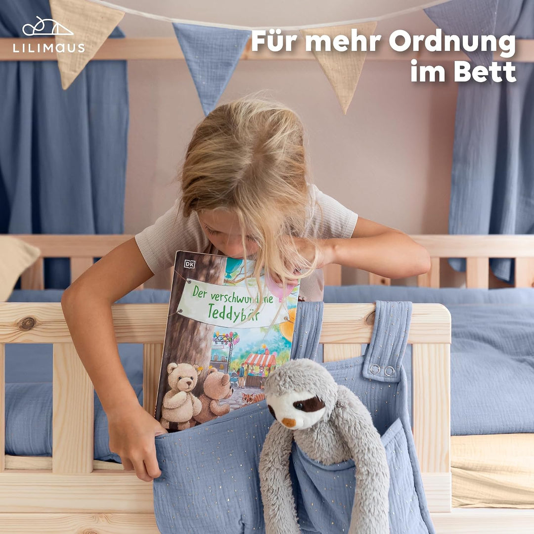 lilimaus Betttasche für Kinderbett [in 12 Farben] Aufbewahrungstasche | Für Spielzeug - Betttasche f