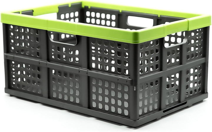 BigDean Klappbox faltbar &amp; extrem stabil aus robustem Kunststoff in Anthrazit – Klappkorb ideal für