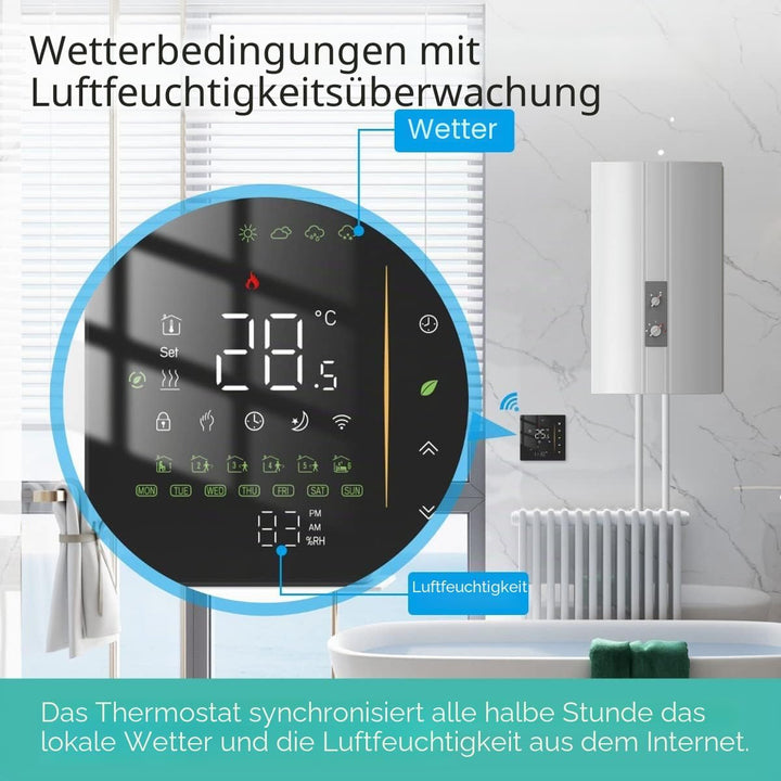 MOES WiFi Thermostat Programmable Room Temperature Controller for Gas Boiler Temperature HumidityTuy