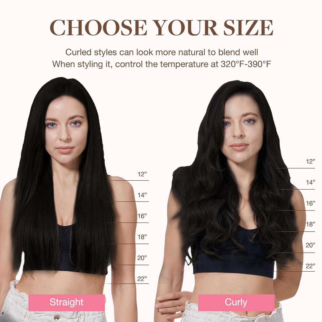 GOO GOO Clip in Extensions Echthaar, Echthaar Extensions Clip, 35cm 150g 9pcs, Extensions Echthaar,