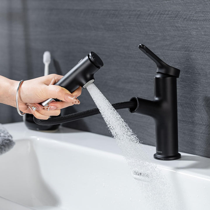 Waschtischarmatur mit Ausziehbar Brause Wasserhahn Bad,Einhebelmischer Badarmatur Waschbeckenarmatur