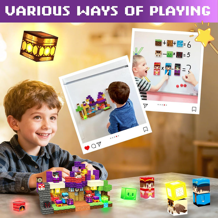 Magnetische Bausteine Leuchtend 150 PCS, Magnetbausteine Led für 3+ Jahre, Magnetbausteine mit Licht