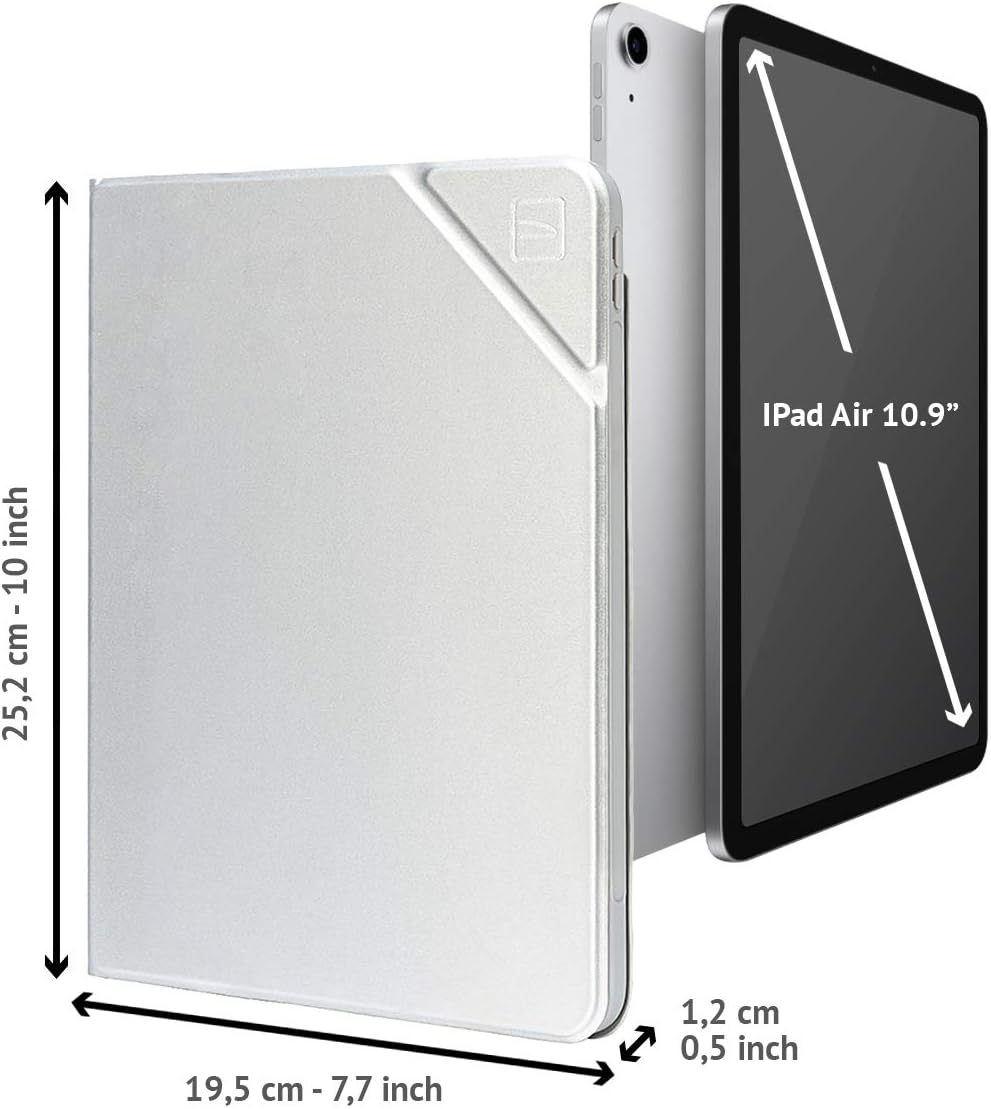 Tucano - Metal Schutzhülle Cover kompatibel mit iPad Air 10.9", Halterung für Apple Pencil Silber, S