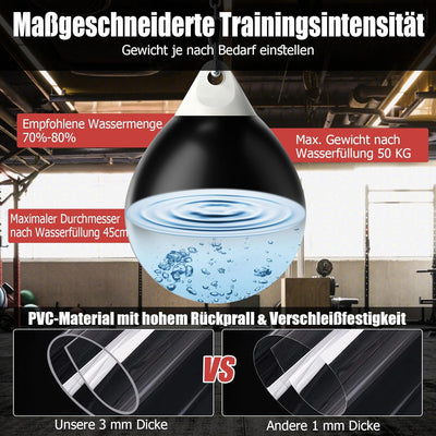 GYMAX Wasserboxsack Boxing Punching Bag Erwachsene Schwerer Boxsack Schwarz, Schwarz