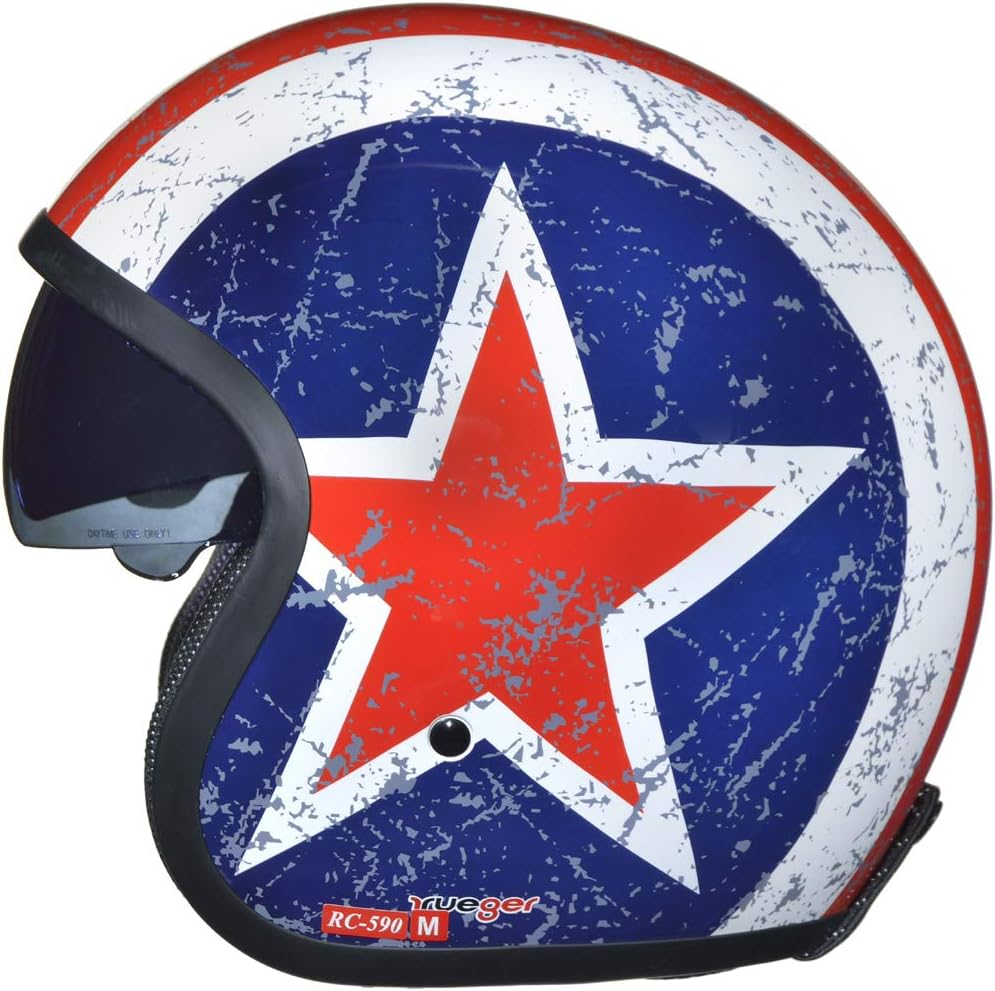 RC-590 Jethelm Custom Motorradhelm Chopper Chopper Motorrad Roller Helm rueger, Farbe:Rebell, Grösse