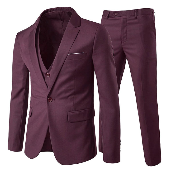 Anzug Herren Slim Fit 3 Teilig Anzüge Herrenanzug Sakko für Hochzeit Business XXL Rot, XXL Rot