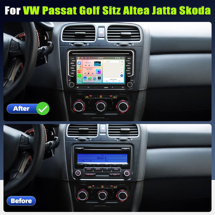 8 Core 6 + 128G Android 15 Autoradio für VW Passat Golf Sitz Altea Jatta Skoda, 7 "IPS 2.5D -Auto -R