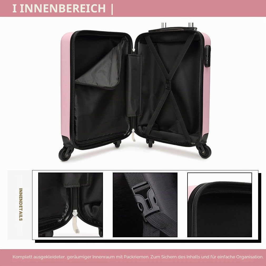 KONO Koffer Reisekoffer Gross Trolley Hartschale ABS Gepäck 4 Rollen Spinner Rollenkoffer (Pink, Gro