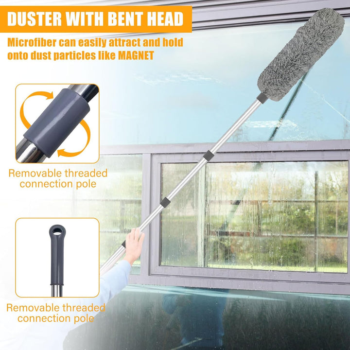 Staubwedel Teleskop 6m, Reinigungsset für Staubwedel mit Teleskopierbarer Verlängerungsstange 1,5 bi