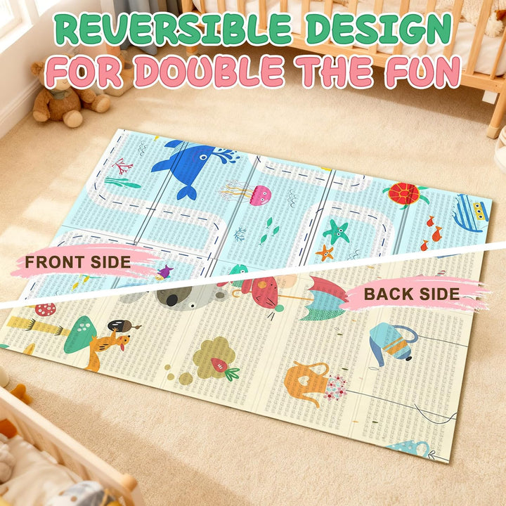 Soontrans Krabbelmatte Baby, Spielmatte Baby Faltbar, 180x120x1cm, Play Mat for Babies Doppelseitige