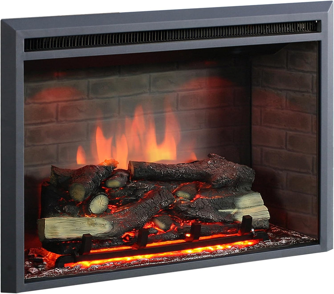 RICHEN Calida 30'' Elektrokamin - Elektrischer Einbaukamin mit Heizung 1000/2000 W, realistischer 3D