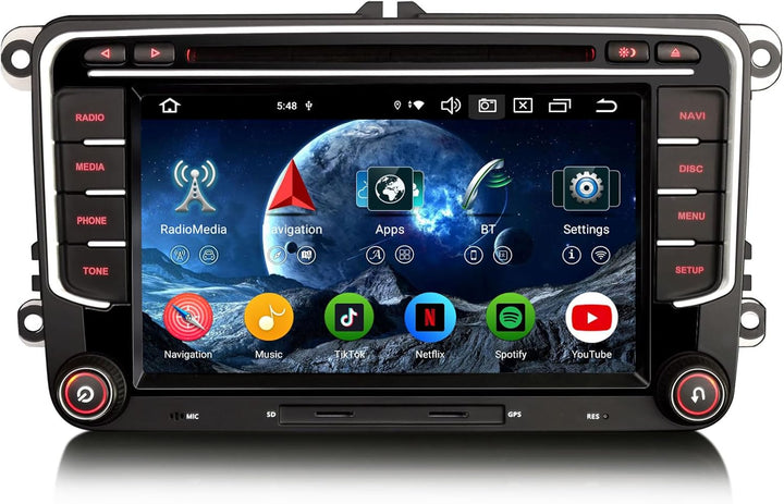 Erisin 7 Zoll Android 14 Autoradio CD mit GPS Navi für VW Polo 6R Crafter Amarok Caddy Transporter T