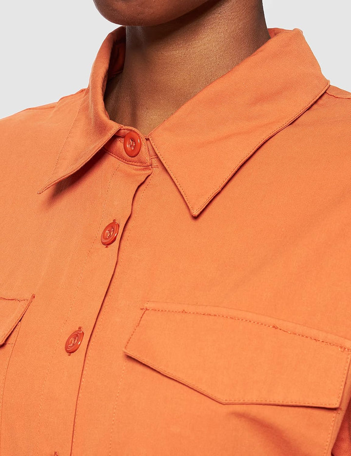 NA-KD Damen Oversized Belted Shirt Hemd 38 Orange, 38 Orange