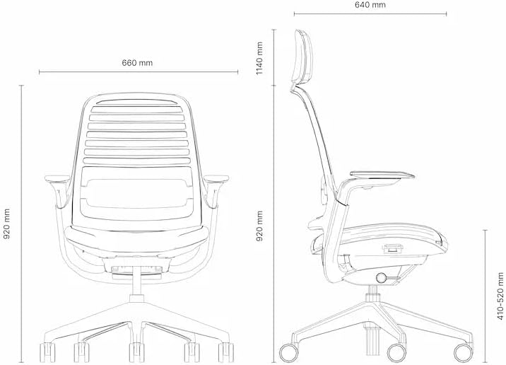 Steelcase Series 1 Ergonomischer Bürostuhl mit LiveBack Lumbalstütze und 4D-Armlehnen Sturmhorizont