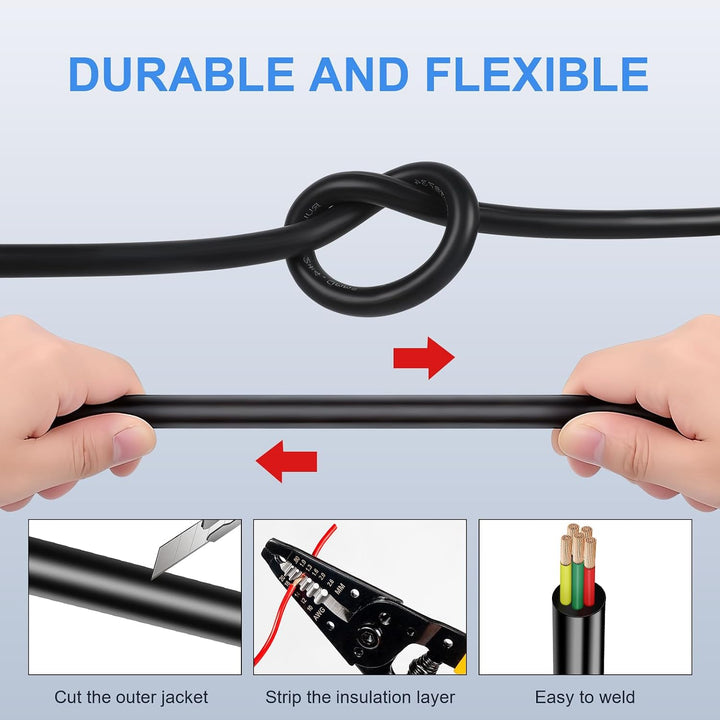5 Adriges Schwarzes 10 Meter Kfz Kabel, 0,75 mm² Mehradrige Anhängerkabel, 12V 24V 48V Fahrzeugkabel