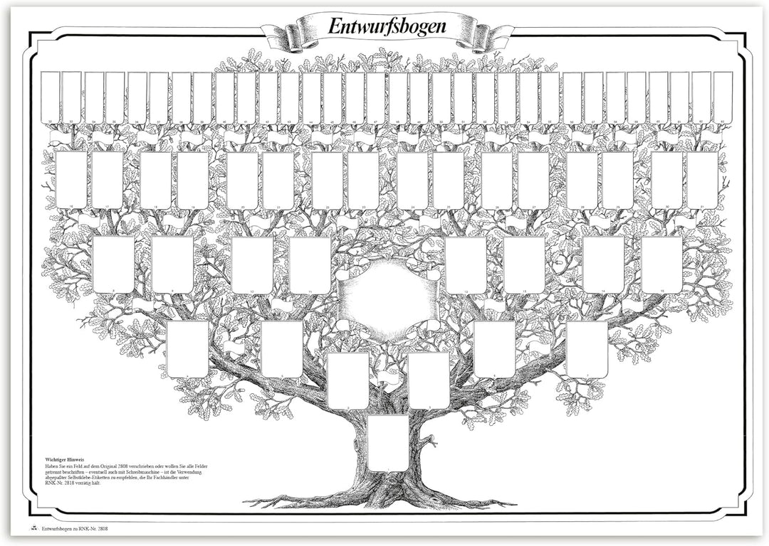 RNK 2808 - Schmuck - Ahnentafel 1-63, 50 x 70 cm, aus Elefantenhautpapier, 1 Stück, Ahnentafel