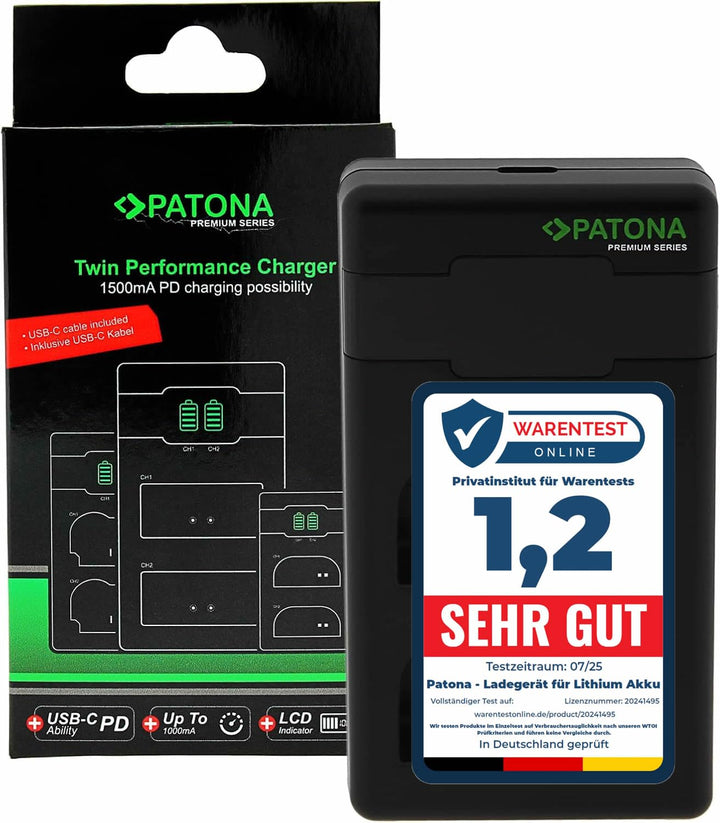 PATONA EN-EL15c EN-EL15b EN-EL15 - PD Performance Akku Ladegerät (1500mA), USB-C Mini Dual LCD - PD/
