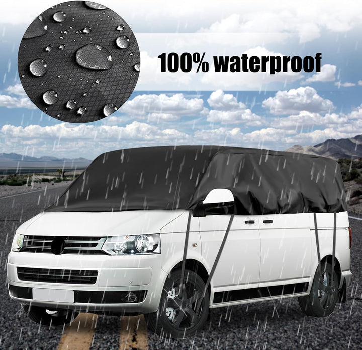 Autoabdeckung Wasserdicht Ersatz für VW T5 T6 LWB, Sonnenfest Hälfte Autoabdeckung, Halbgarage UV Be