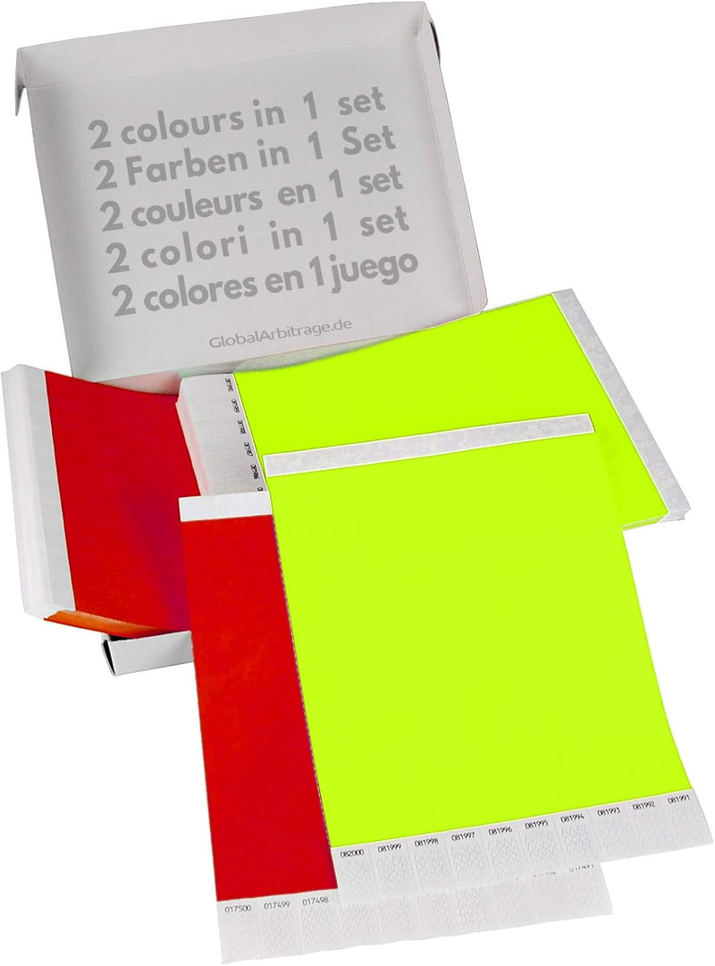 Gelb+Rot Vorteilspack: 2x500 Eintrittsbänder aus Tyvek zum selbst gestalten und bedrucken von GA Eve