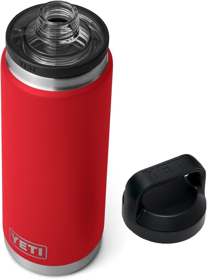 YETI Rambler Vakuumisolierte Edelstahlflasche mit Trinkverschluss, Rettungsrot, 760 ml Rot - Rescue