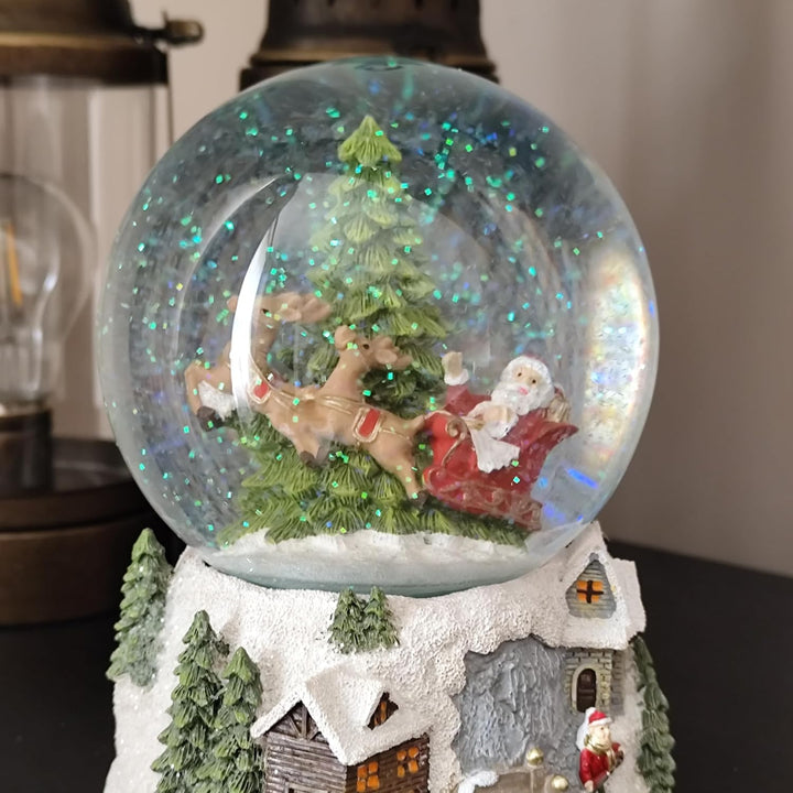 Heaven Sends Schneekugel mit Weihnachtsmann-Schlitten, 13 x 13 x 17,1 cm, Weiss