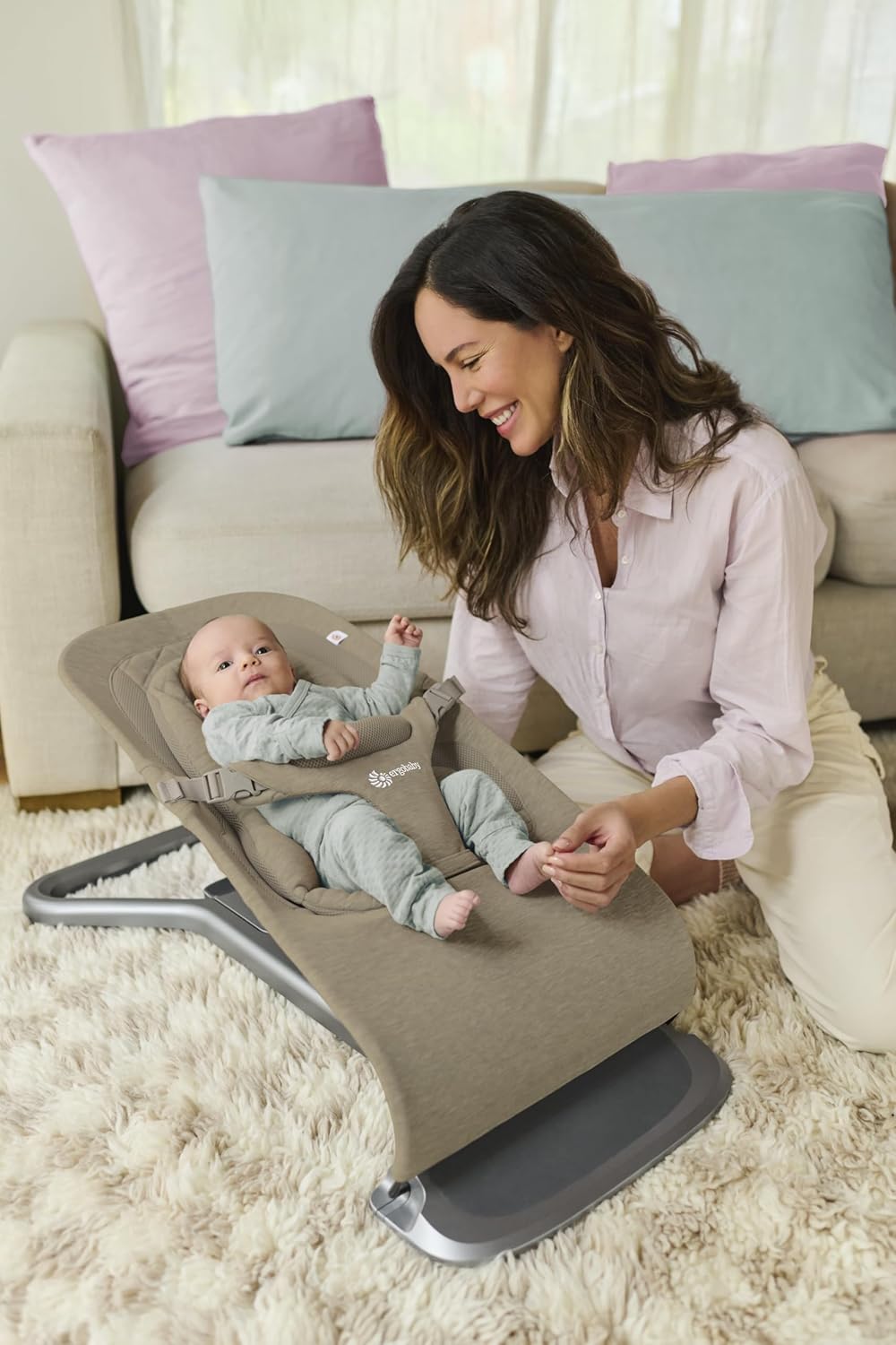 Ergobaby 3-in-1 Evolve Bouncer, Ergonomische Babywippe für Neugeborene ab Geburt bis zum Kleinkind,