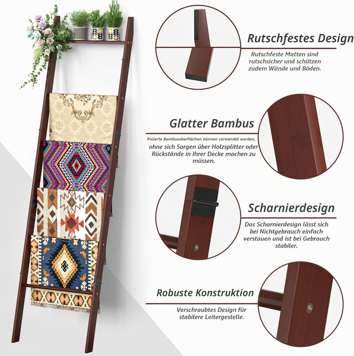 BAMBANG 6-stufige Handtuchleiter für Wohnzimmer, Deckenquilt-Leitergestell dekorativer Handtuchhalte