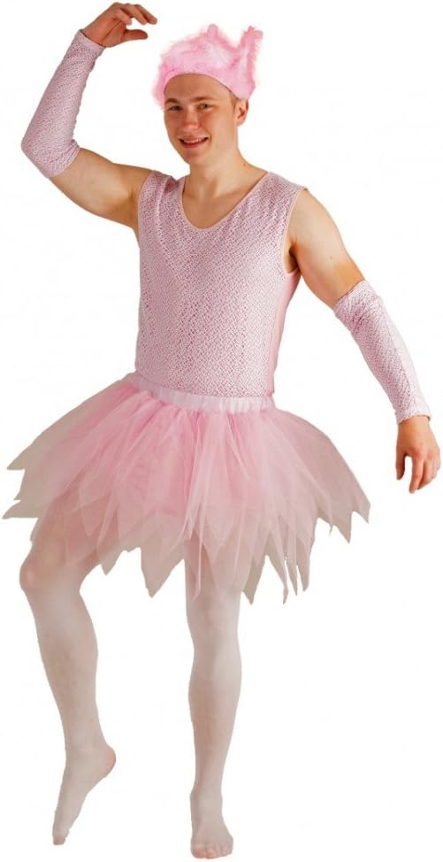 Krause & Sohn Kostüm Ballerina für Männer M- XL Body Tüllrock Armstulpen rosa Männerballett, L