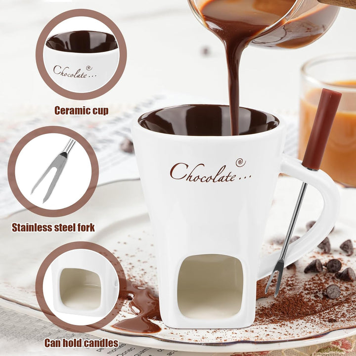 Jognee Schokofondue Tasse, Keramik Schokoladenfondue, Schokoladen-Hot-Pot-Schmelzbecher, Mehrzweck C