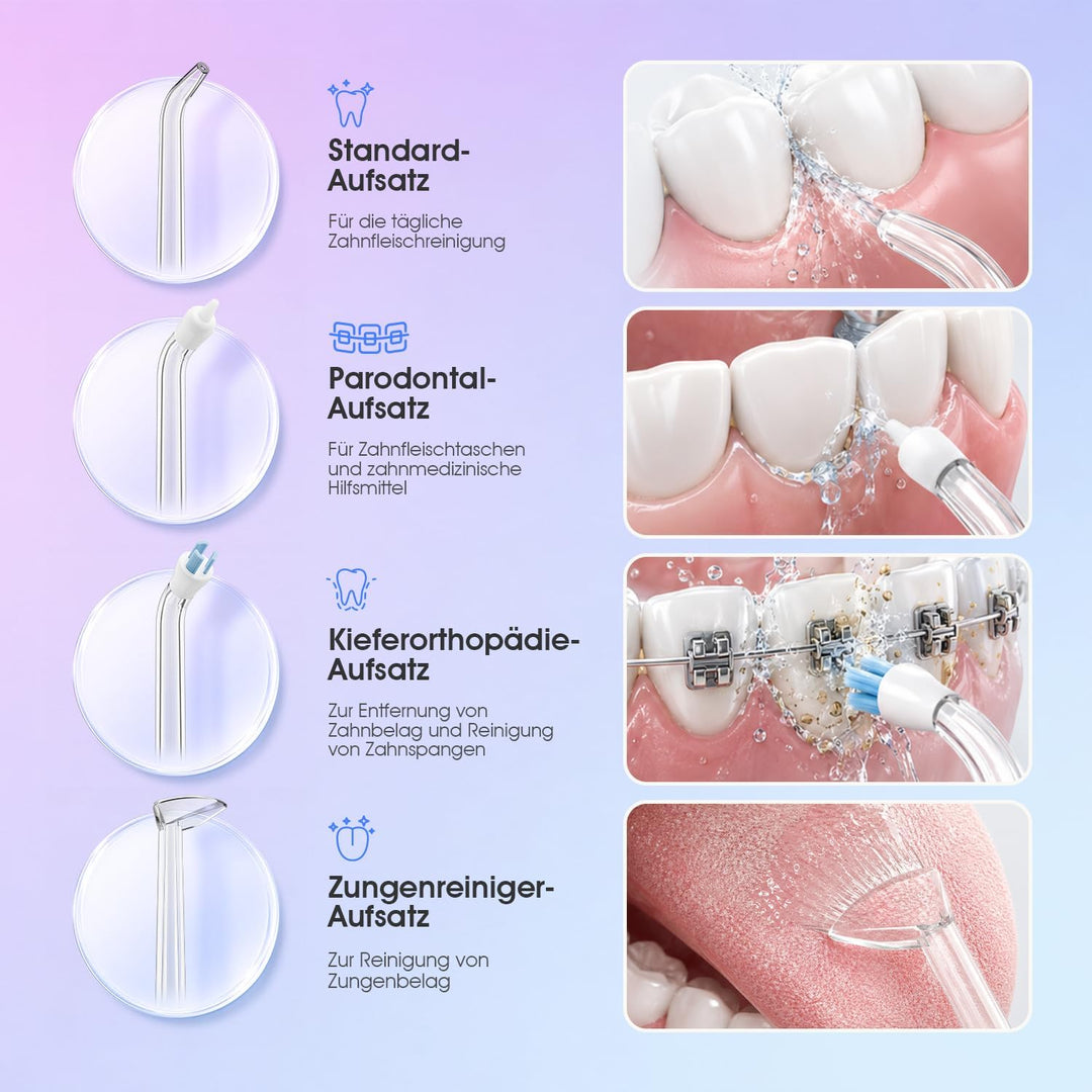 VOYOR-HEALTH Mini Tragbar Munddusche Kabellos, Elektrisch Mundduschen IPX7 Wasserdicht, Wiederauflad