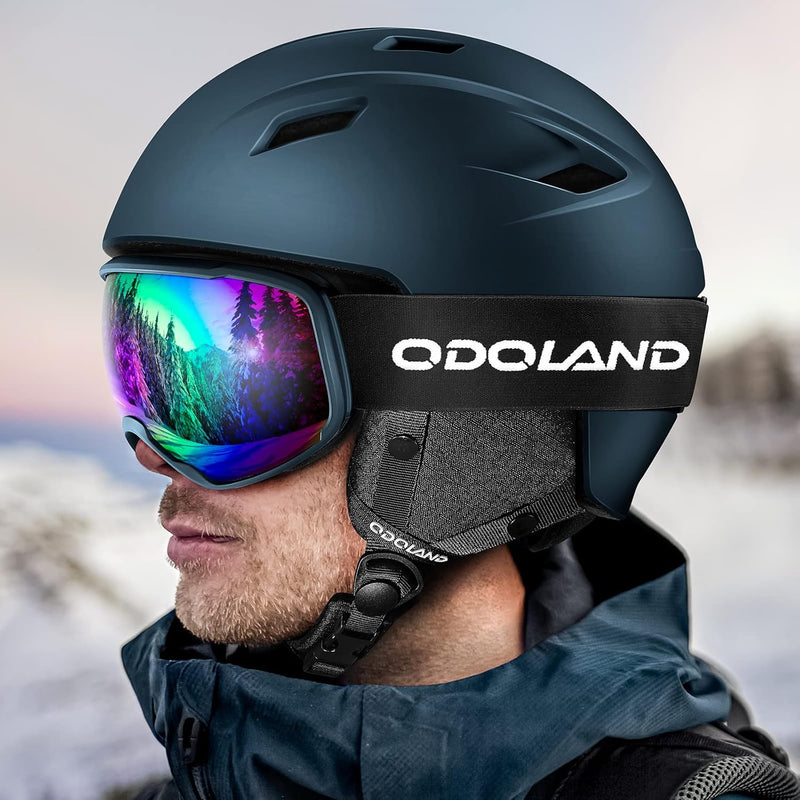 Odoland Skihelm und Skibrille Set Snowboardhelm mit Snowboardbrille für Damen und Herren Ski Goggles