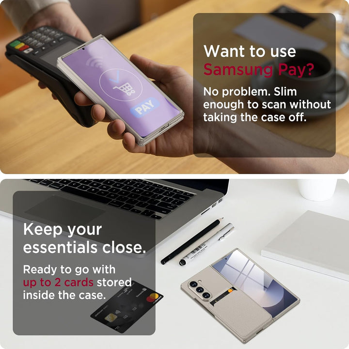 Miimall Kompatibel mit Samsung Galaxy Z Fold 6 Hülle mit Displayschutz, Magnetische Kartenhalter Wal
