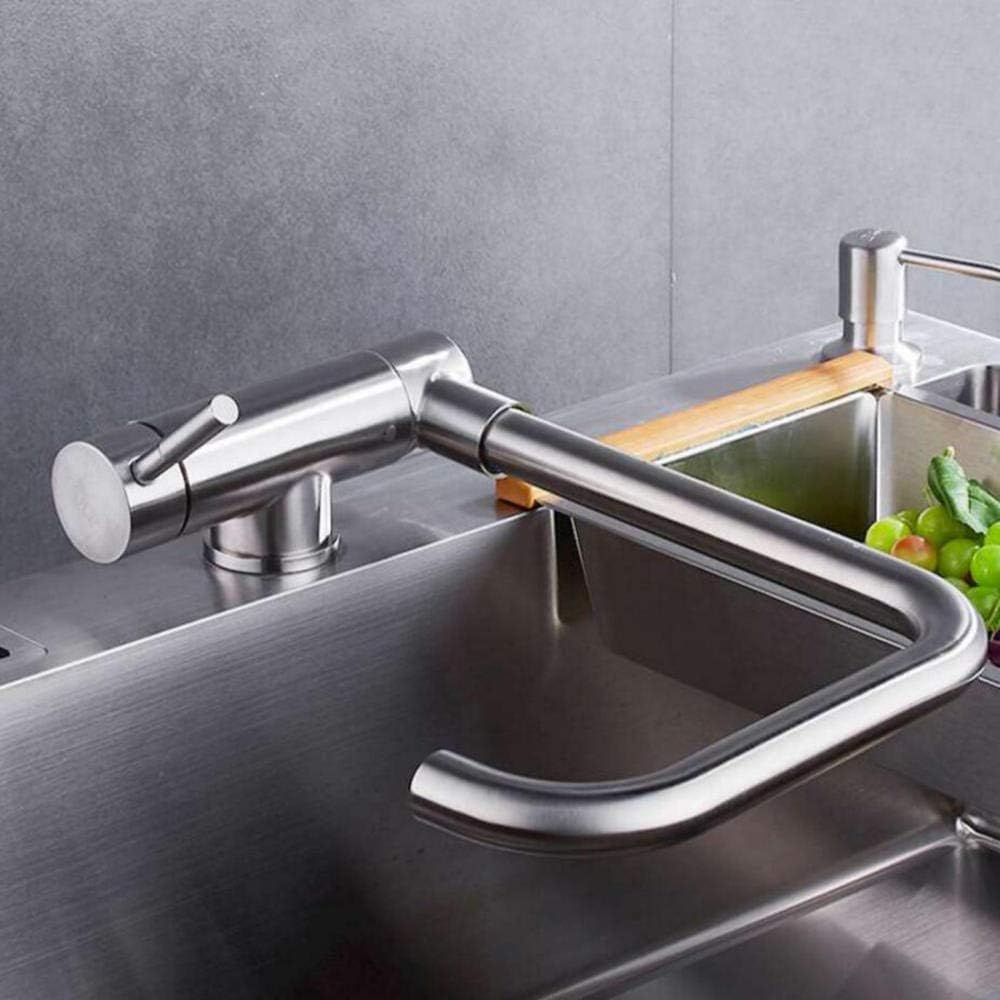 Garvee Küchenarmatur Klappbar für Vorfenster Montage, SUS304 Edelstahl Wasserhahn Küche 360° Schwenk