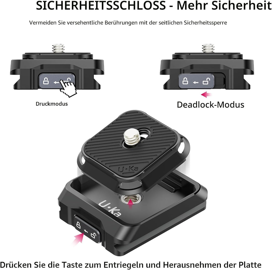 ULANZI Uka Quick Release Plate and Base Kit, UKA01 Kamera-Schnellwechselplatte mit 1/4', 3/8' Schrau