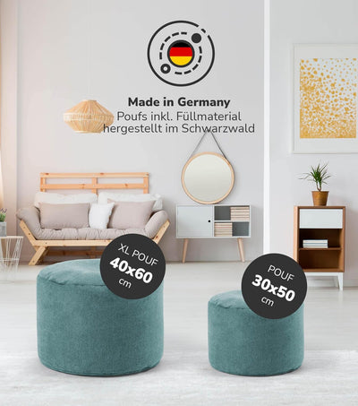 mokebo® Pouf, Hocker o. Bodenkissen 60x40cm 'Der Ruhepouf' Sitzhocker rund & Fusshocker fürs Wohnzim
