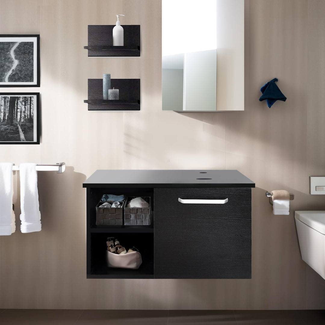 YU YUSING Badmöbel Set Waschbeckenunterschrank Badezimmerschrank mit Unterschrank Spiegel, Badezimme