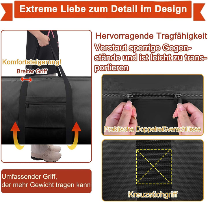 Extra Grosse Aufbewahrungstasche, Heavy-Duty Umzugstaschen mit verstärkten Griffen, wasserdichte Tra