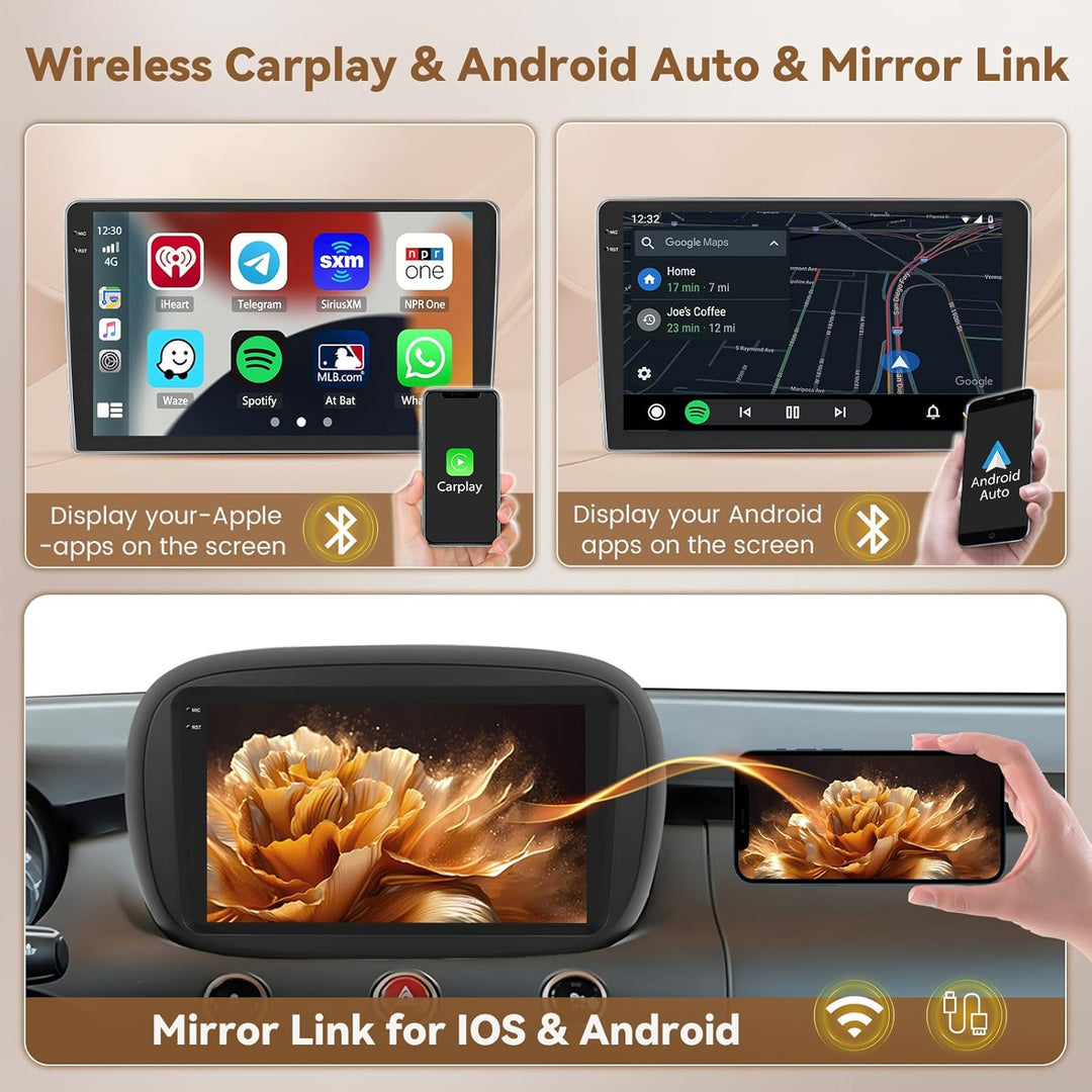 Hikity Android 15 4+128G Autoradio für FIAT 500X 2014-2020 mit 9 Zoll Incell Touchscreen, Autoradio