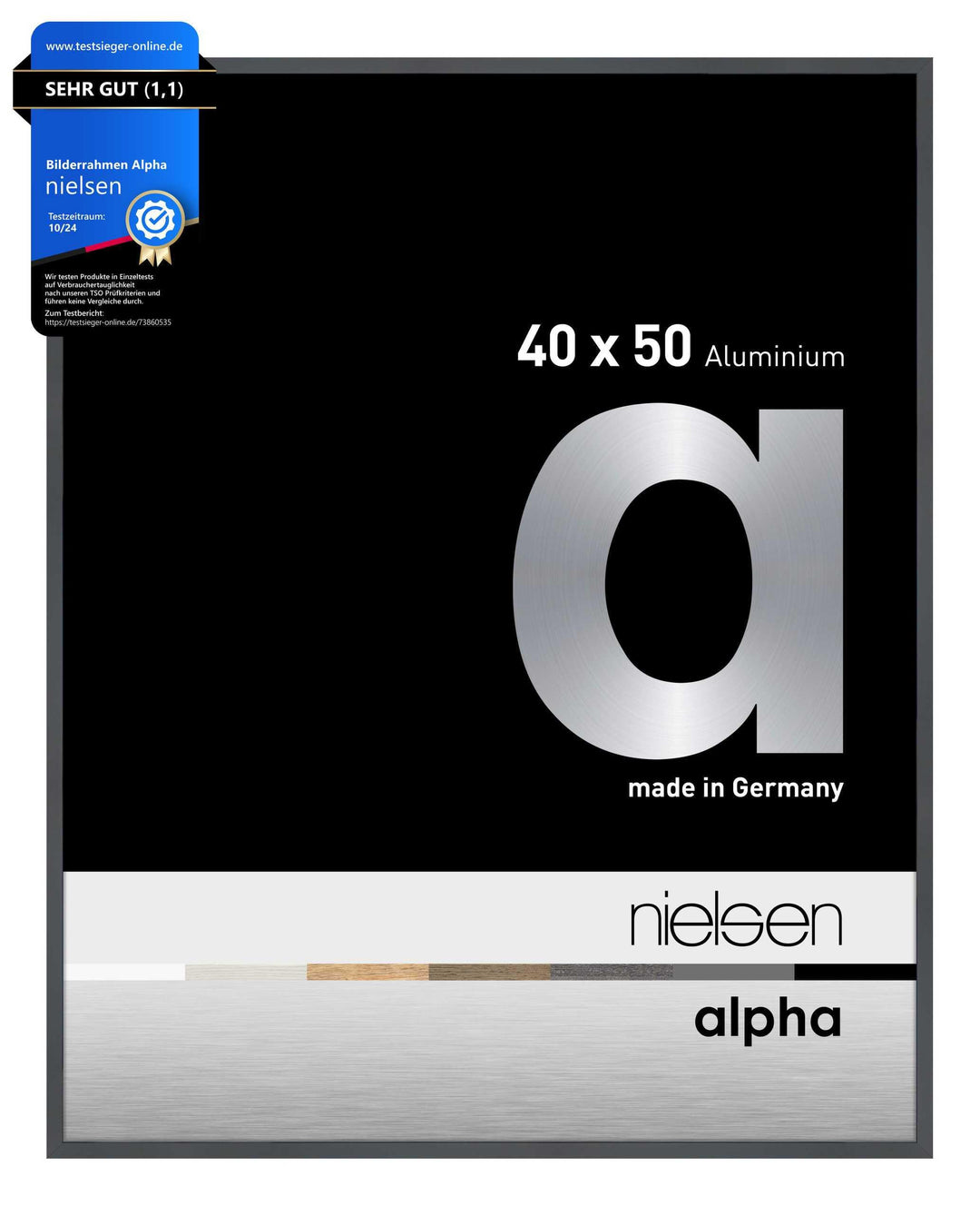 nielsen Aluminium Bilderrahmen Alpha, 40x50 cm, Dunkelgrau Glanz Dunkelgrau Glanz 40 x 50 cm, Dunkel