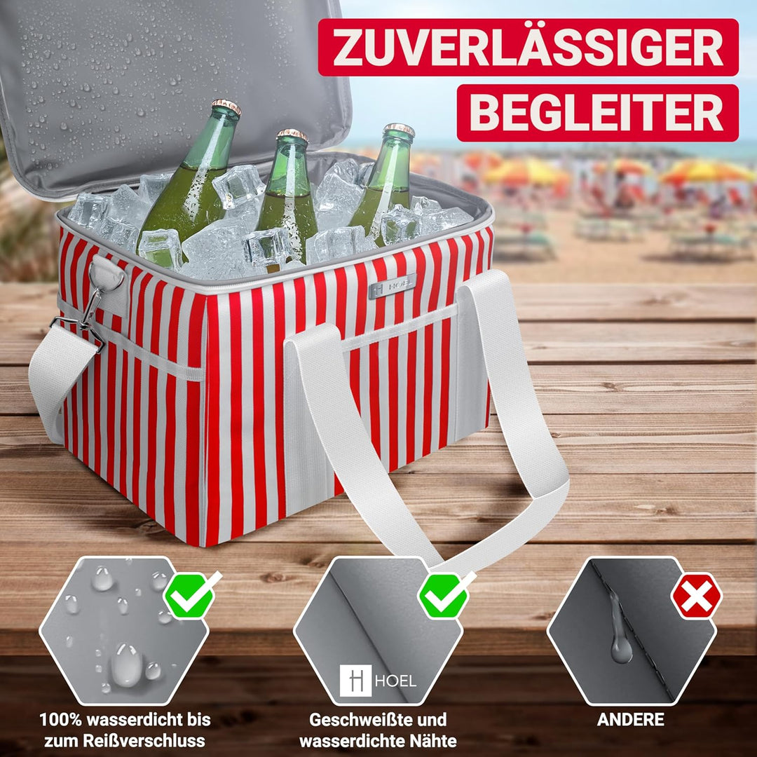 HOEL Kühltasche gross 20L & 30L faltbar - Isolierte Thermotasche - Lunchtasche wasserdicht & auslauf