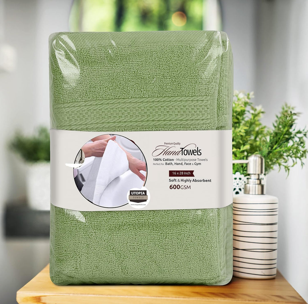 Utopia Towels Handtücher, Baumwolle, 600 g/m², 6 Stück Grün, Grün 41 x 71 cm (6 Hand Towels)