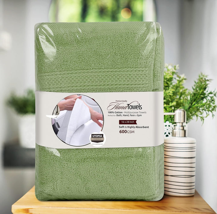 Utopia Towels Handtücher, Baumwolle, 600 g/m², 6 Stück Grün, Grün 41 x 71 cm (6 Hand Towels)