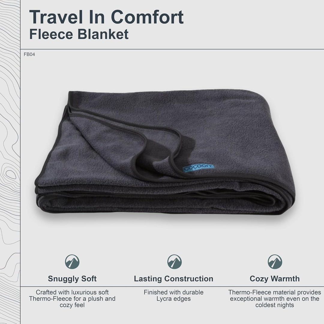 COCOON Premium Reise-Fleecedecke, gemütlich, weich, warm, Anthrazit Dunkelgrau, Dunkelgrau