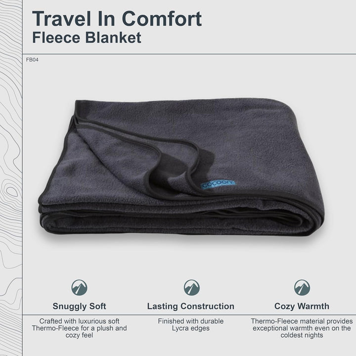 COCOON Premium Reise-Fleecedecke, gemütlich, weich, warm, Anthrazit Dunkelgrau, Dunkelgrau
