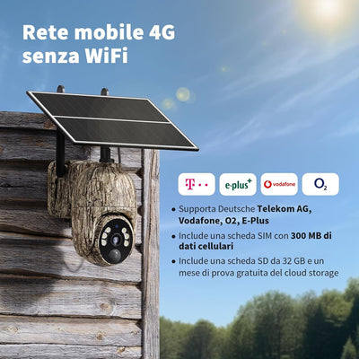 NUASI 4G LTE Wildkamera mit SIM Karte, 2K Kabellos Solar Wildtierkamera mit Handyübertragung App, Üb