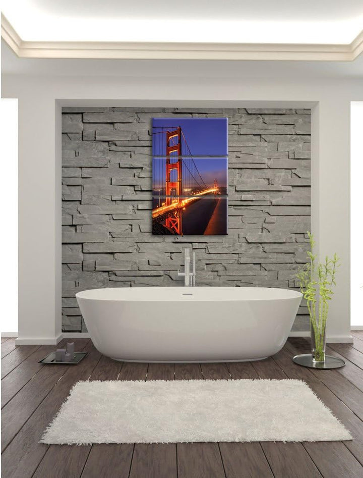 Pixxprint Golden Gate Bridge San Francisco als Leinwandbild/Grösse: 3 Teilig (120x80) cm/Wandbild/Ku