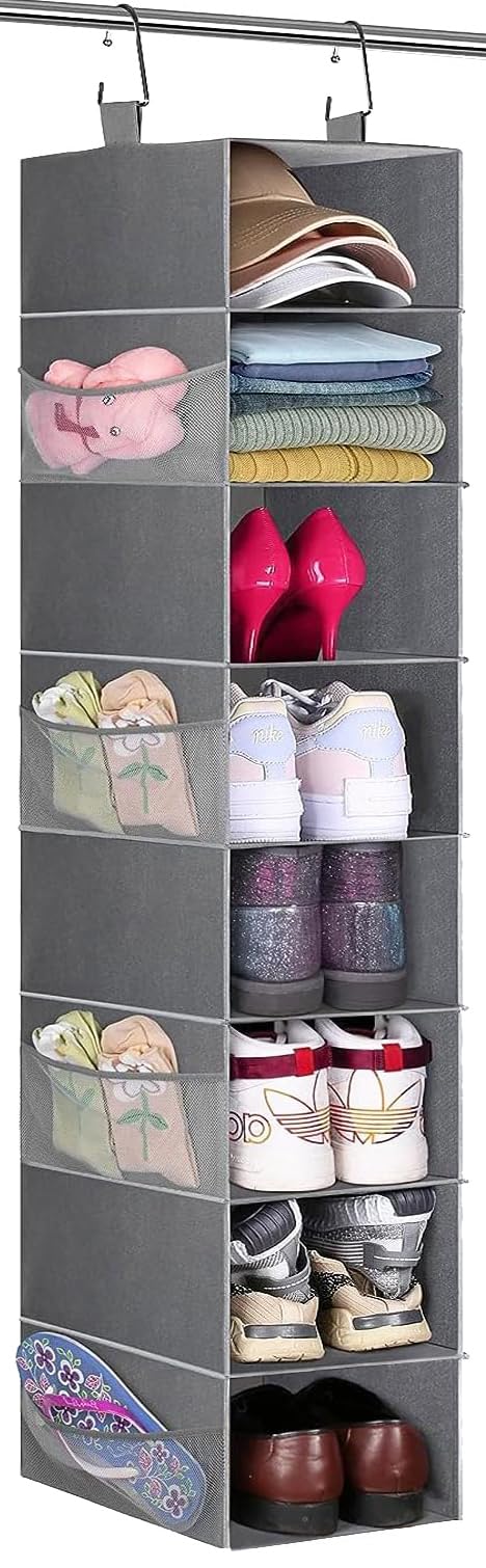 MISSLO 8-Regal Hängende Schuh Organizer Kleidung Schrank Organizer und Aufbewahrungsregale Huthalter