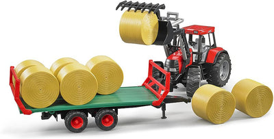 bruder 02220 - Ballentransportanhänger mit 8 Rundballen - 1:16 Ballenwagen Bauernhof Landwirtschaft